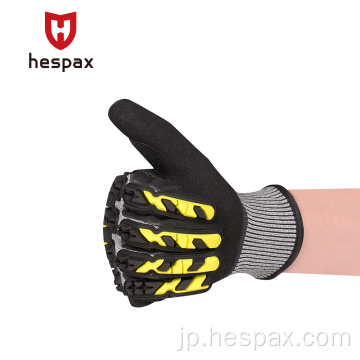 Hespax抗Vibration Impact Cut Cut Mechanic Safety Work Glove